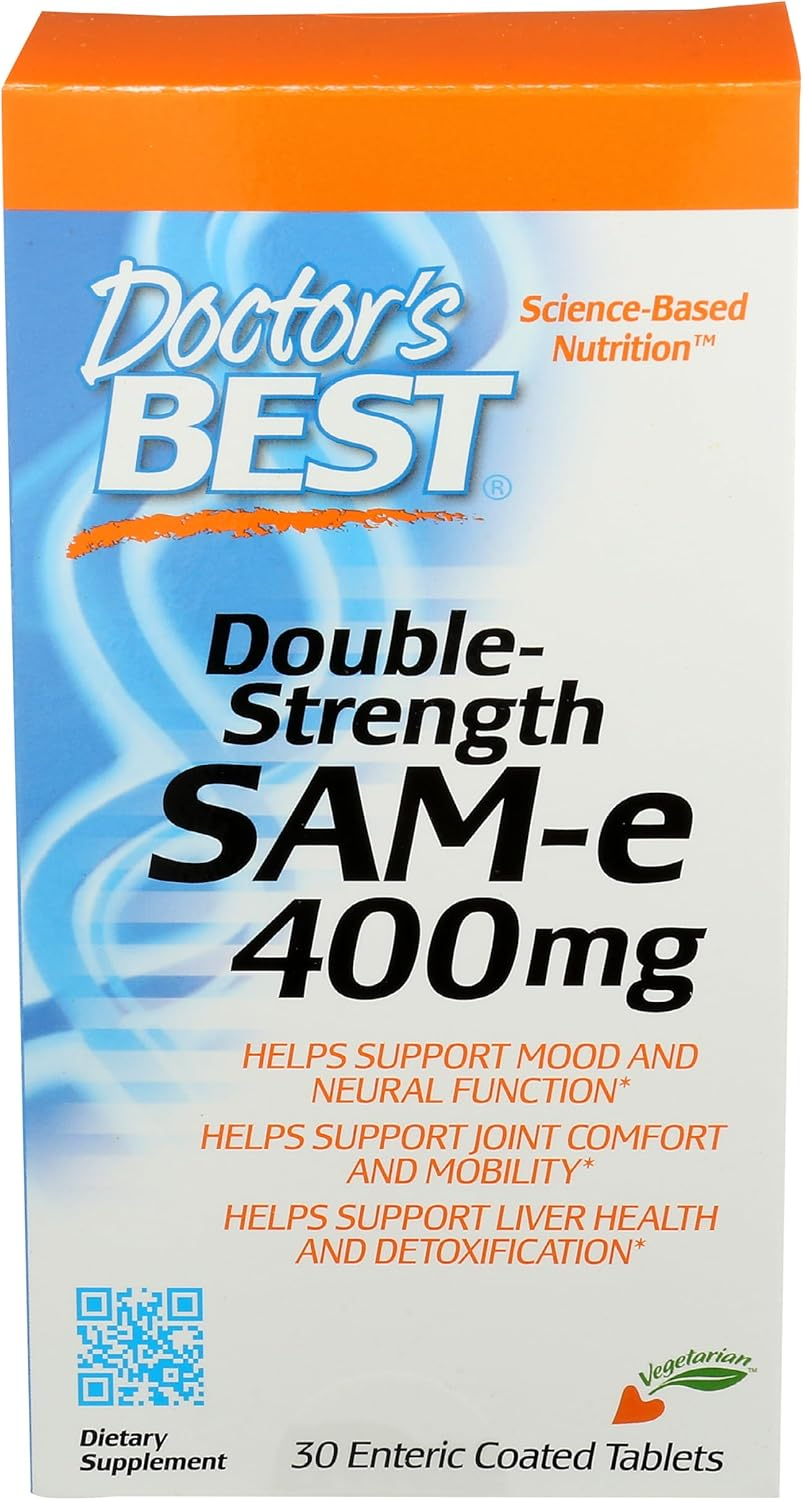 Doctor's Best SAM-e, Double-Strength, 400 mg, 60 Enteric Coated Tablets
